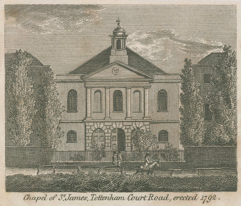 伦敦托特纳姆法院路的圣詹姆斯教堂建于1792年 作者 英语学校
