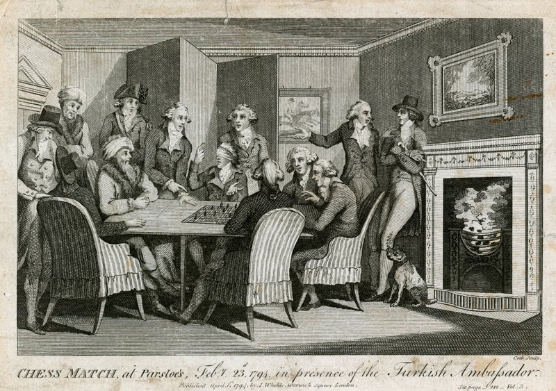 1794年2月23日，在土耳其大使面前，帕斯洛斯的国际象棋比赛 作者 英语学校