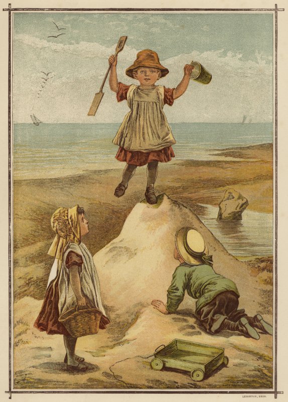 孩子们在海边扮演城堡之王（彩色石版画） 作者 英语学校