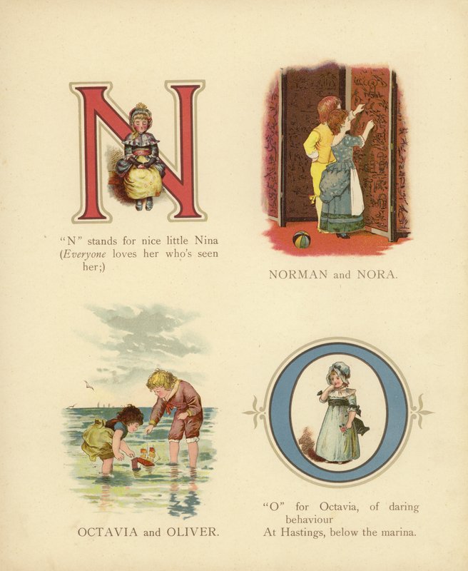 孩子的名字：诺曼、诺拉、奥克塔维亚、奥利弗（彩色石版画） 作者 英语学校