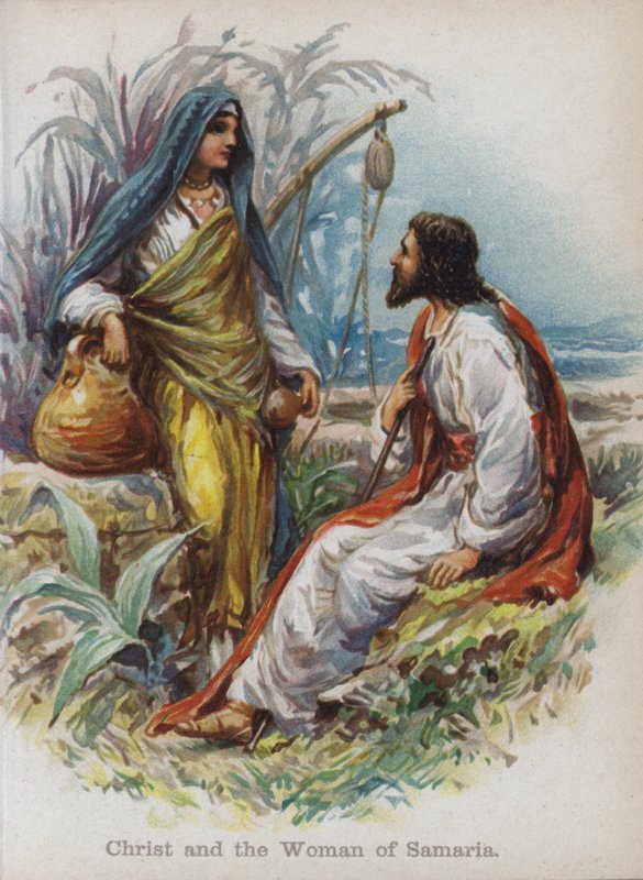 基督和撒玛利亚的女人 (chromolitho) 作者 英语学校
