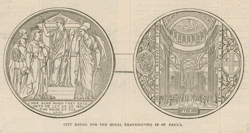 1872年2月27日在伦敦圣保罗大教堂举行的皇家感恩节城市奖章 作者 英语学校