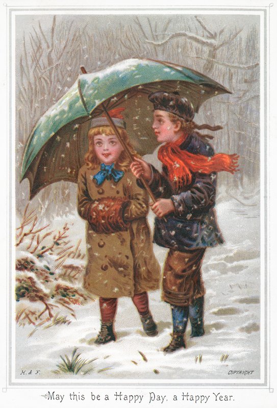 漫步在雪，圣诞卡的夫妇 作者 英语学校