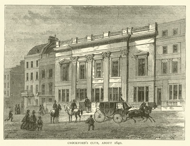 克罗克福德的俱乐部，约1840年（雕刻）。 作者 英语学校