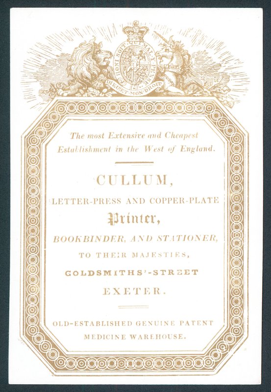 贸易卡，Cullum，Letter-Press和铜版印刷机 作者 英语学校