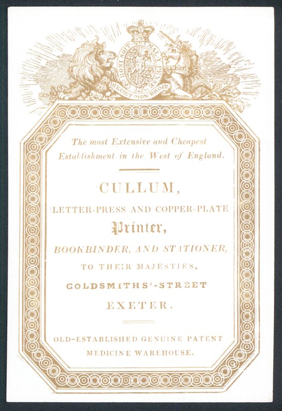 贸易卡，Cullum，Letter-Press和铜版印刷机 作者 英语学校