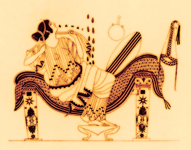 丹娜（Danae）和金色的淋浴，摘自JE哈里森（JE Harrison）和DS MacColl的“希腊花瓶绘画”插图，于1894年出版 作者 英语学校