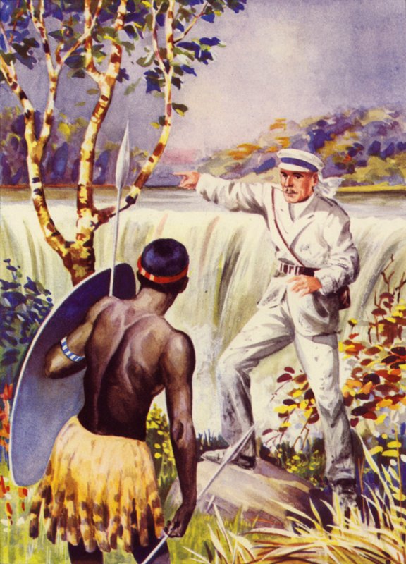 David Livingstone at the Victoria Falls (colour litho) 作者 英语学校