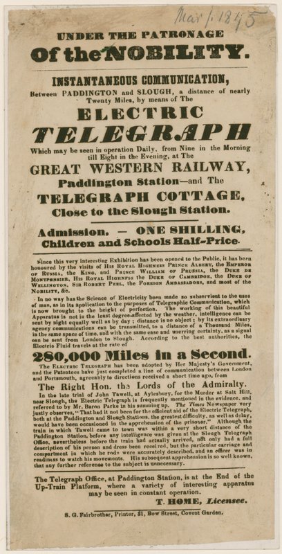 电力电报的演示，1845年 作者 英语学校