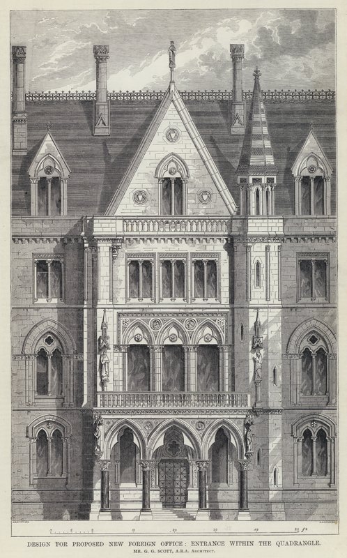 Design for Proposed New Foreign Office, Entrance within the Quadrangle (engraving) 作者 英语学校