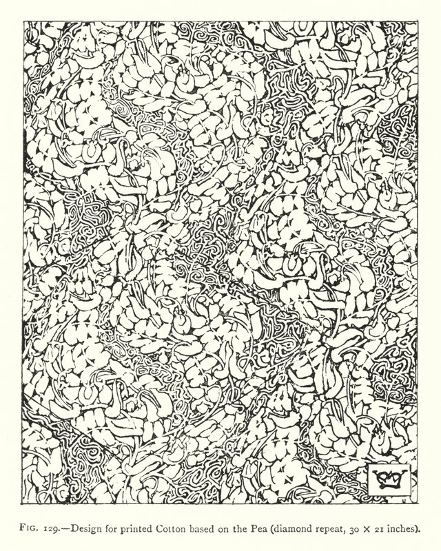 基于《豌豆》的印花棉布设计，钻石重复，30×21英寸（雕刻）。 作者 英语学校