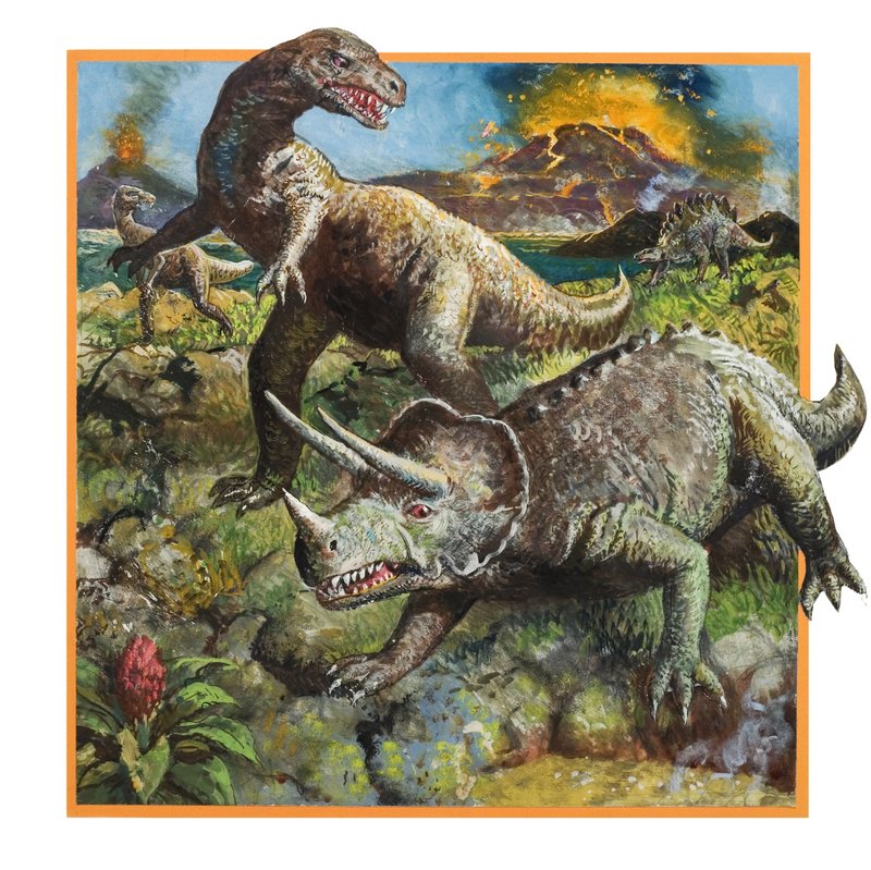 有火山的恐龙（水粉画纸） 作者 英语学校