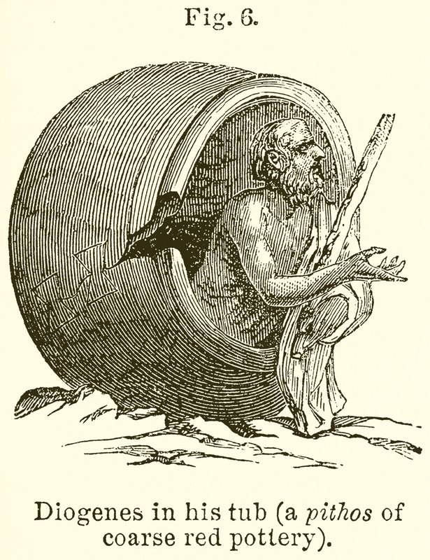 Diogenes在他的浴缸里（粗红色陶器的Pithos） 作者 英语学校