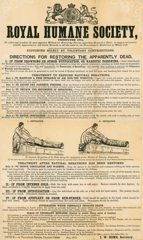 恢复明显死亡的方向;由皇家人道协会于1872年5月发行 作者 英语学校