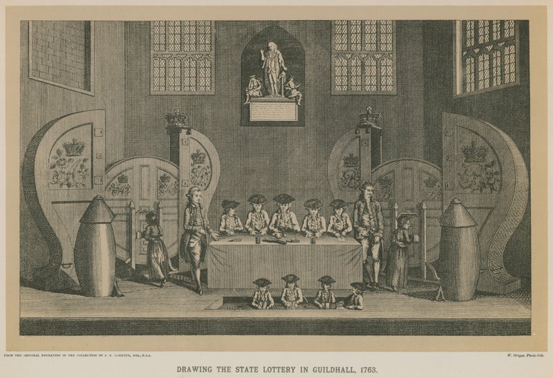在1763年在市政厅绘制州彩票 作者 英语学校