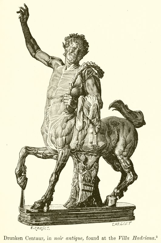 位于Villa Hadriana的Drirken Centaur，位于Noir Antique 作者 英语学校