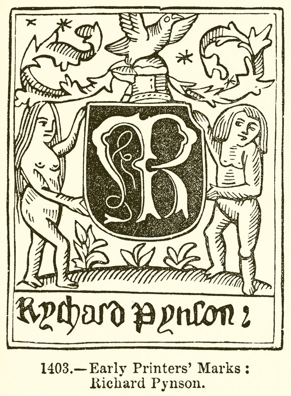 早期印刷商标记：Richard Pynson 作者 英语学校
