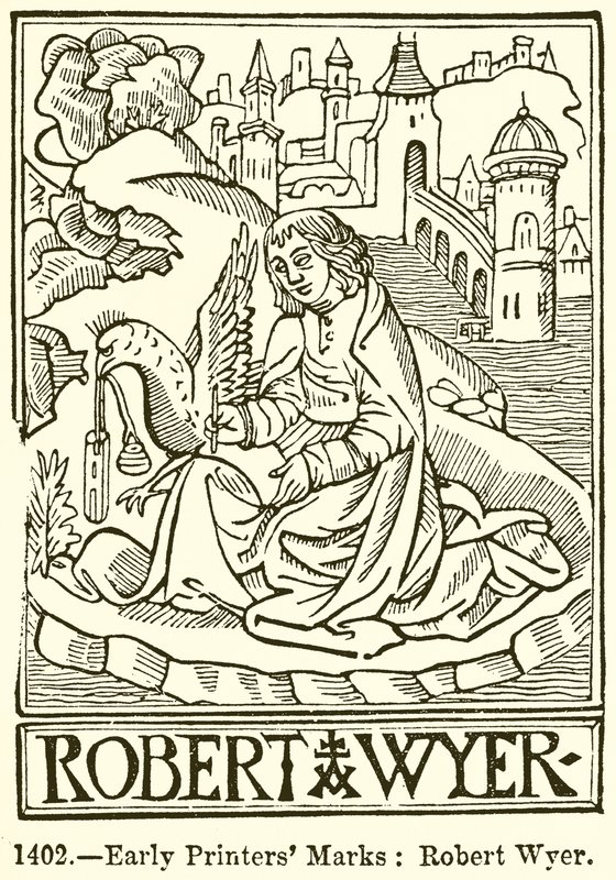 早期印刷商标记：Robert Wyer 作者 英语学校
