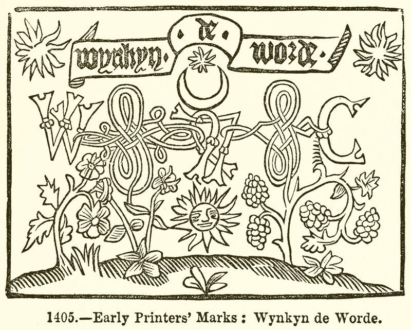 早期印刷商标记：Wynkyn de Worde 作者 英语学校