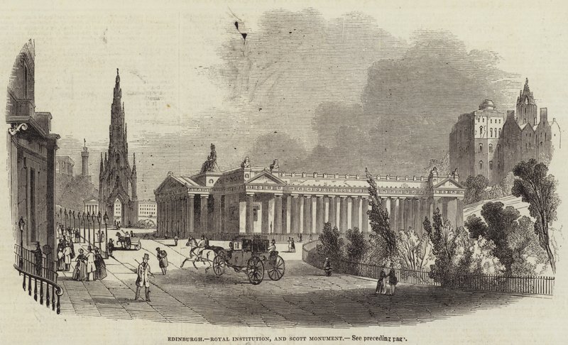 Edinburgh, Royal Institution, and Scott Monument (engraving) 作者 英语学校