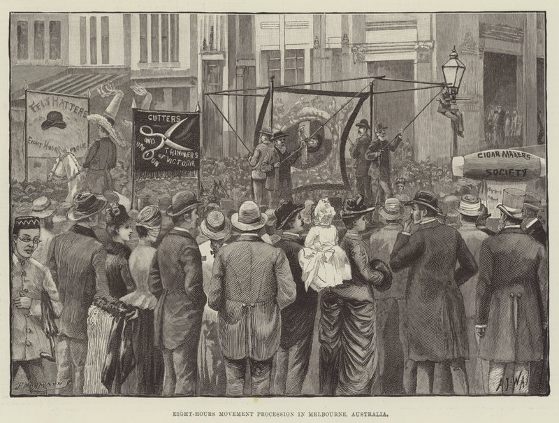 Eight-Hours Movement Procession in Melbourne, Australia (engraving) 作者 英语学校
