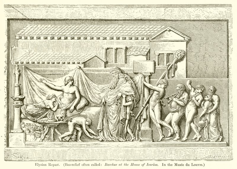 Elysian Repast。 （Bas-Relief经常被称为：Icarius之家的Bacchus。在卢浮宫（Musee du Louvre）） 作者 英语学校