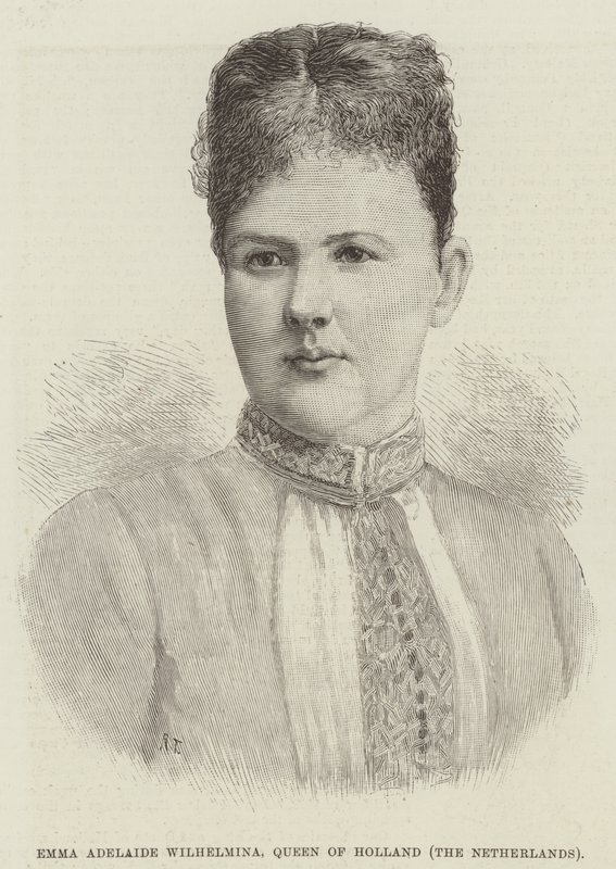 Emma Adelaide Wilhelmina, 荷兰女王, 荷兰 (雕刻) 作者 英语学校