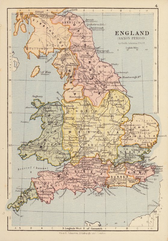 英格兰，撒克逊时期（彩色石版画） 作者 英语学校