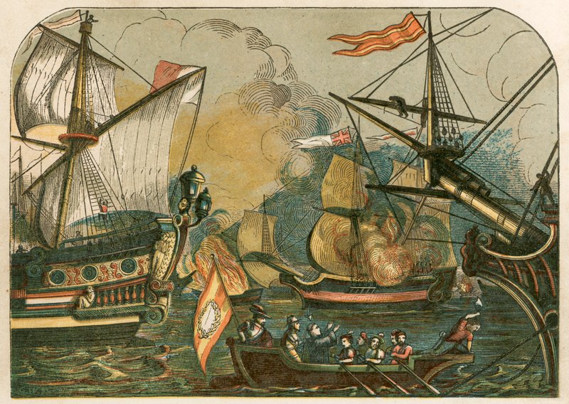 燃烧在西班牙无敌舰队中的英国fireships 作者 英语学校