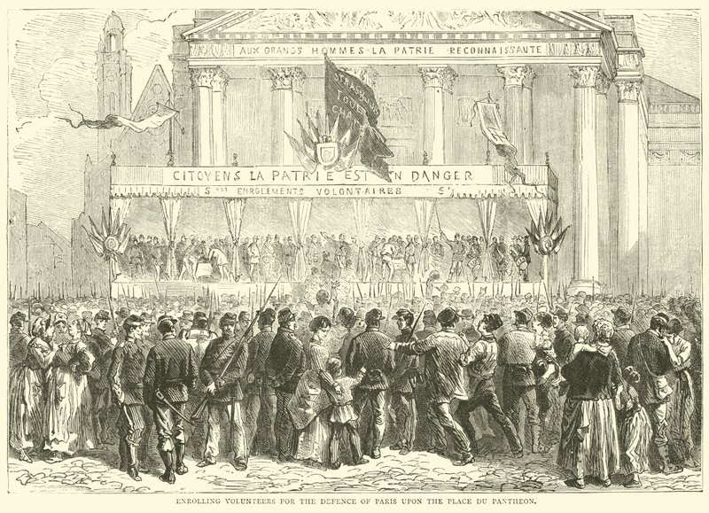1870年10月，在万神殿（Place du Pantheon）登记志愿者为巴黎辩护 作者 英语学校