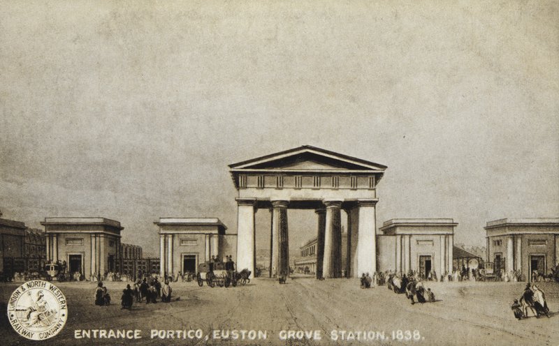 入口Portico，Euston Grove Station，1838 作者 英语学校