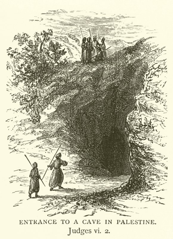 巴勒斯坦一个山洞的入口，《士师记》，六，2（雕刻）。 作者 英语学校