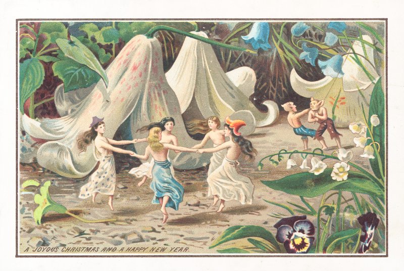 仙女和精灵跳舞，圣诞贺卡 作者 英语学校