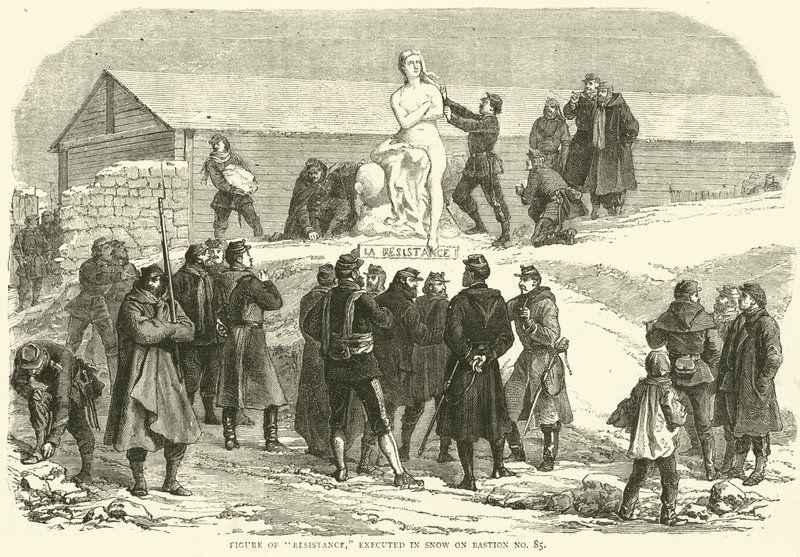 抵抗图，1870年12月在Bastion No 85的雪中执行 作者 英语学校