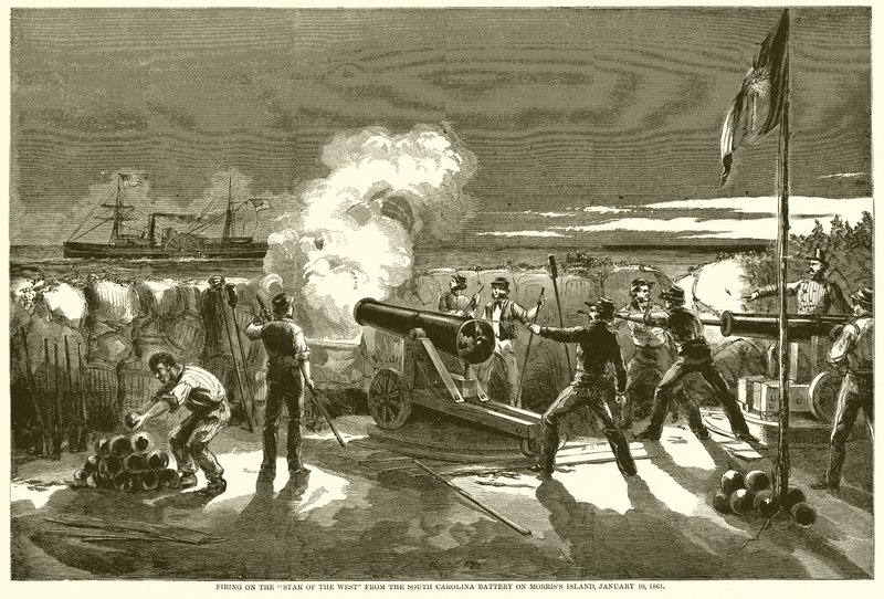 1861年1月10日，莫里斯岛上的南卡罗来纳电池公司在西方之星上射击 作者 英语学校