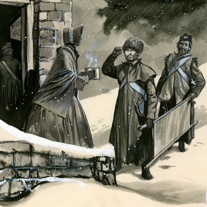 弗洛伦斯夜莺在雪中问候士兵 作者 英语学校