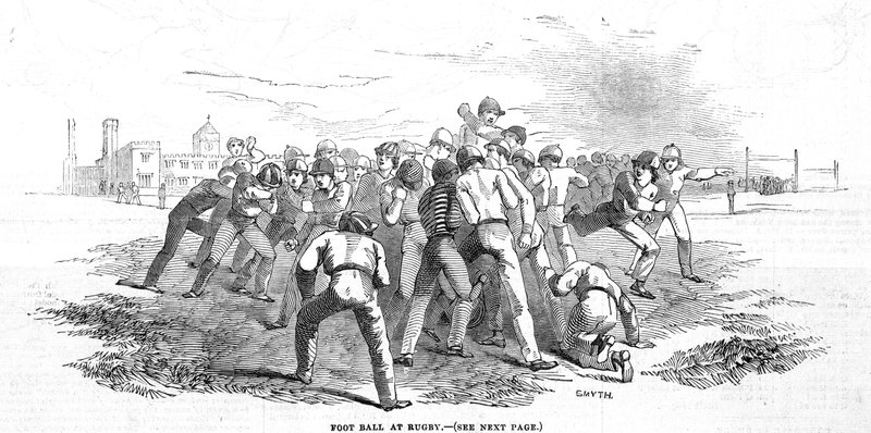 足球在橄榄球，来自插图伦敦新闻，1845年12月20日 作者 英语学校