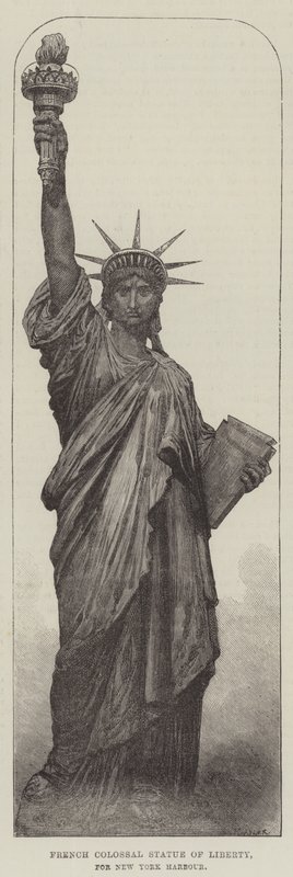 法国巨大的自由女神像，纽约港（雕刻） 作者 英语学校