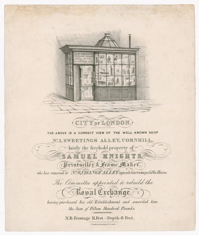 前面的3号，Sweetings Alley，Cornhill，最近Samuel Knights，Printseller和Frame Maker的财产 作者 英语学校