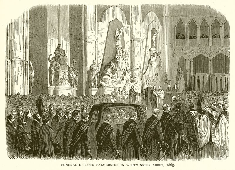 1865年在威斯敏斯特教堂的帕默斯顿勋爵的葬礼 作者 英语学校