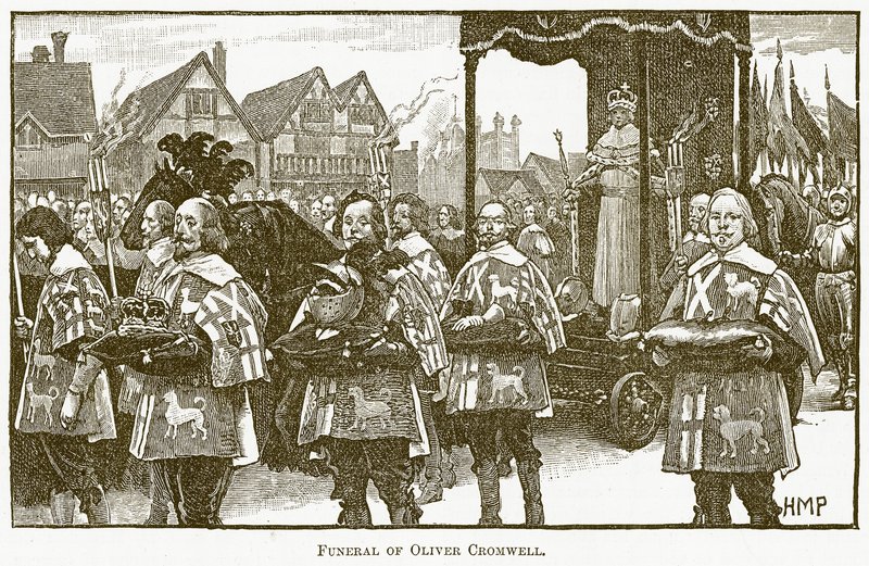 奥利弗克伦威尔的葬礼，新普及教育家的插图，c.1891 作者 英语学校