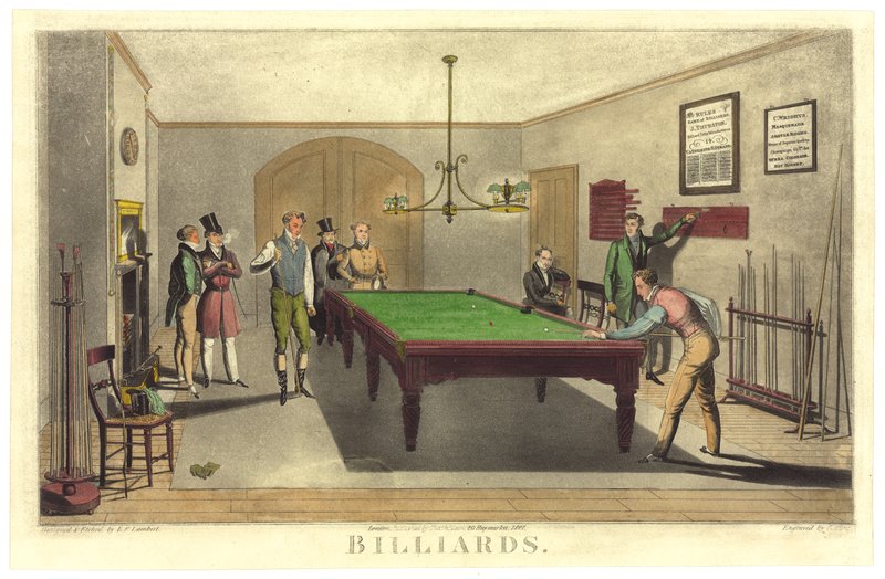 台球比赛，1827年 作者 英语学校