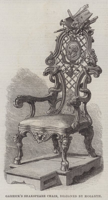 Garrick 的莎士比亚椅，由 Hogarth 设计（雕刻） 作者 英语学校