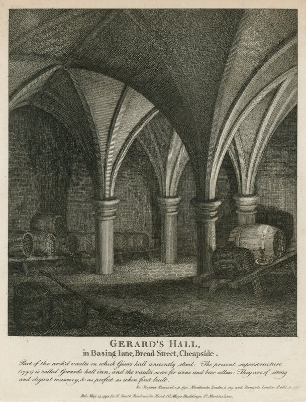 位于Basing Lane的Gerards Hall，面包街，Cheapside 作者 英语学校