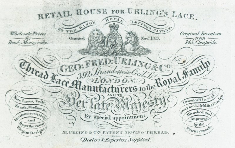 Geroge Fred Urling＆Co，螺纹花边制造商，贸易卡 作者 英语学校