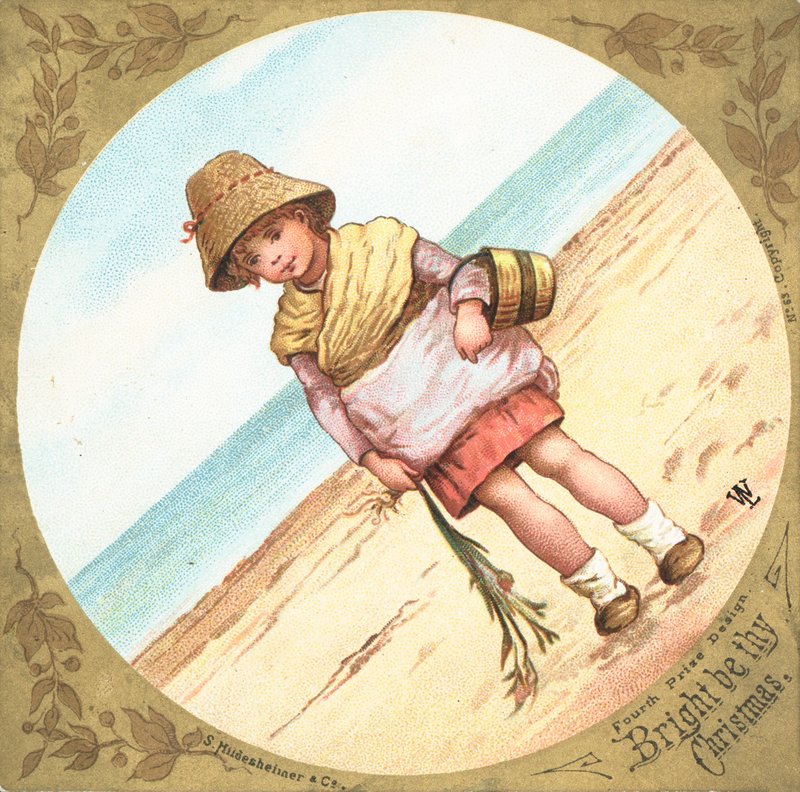 站立在海滩，圣诞卡的女孩 作者 英语学校
