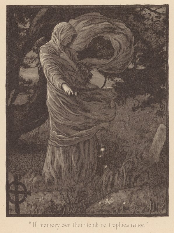 格雷的挽歌"如果记忆没有在他们的坟墓前升起战利品"（石版画） 作者 英语学校