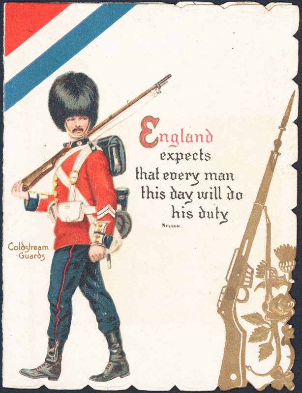 贺卡与Coldstream卫兵的士兵 作者 英语学校