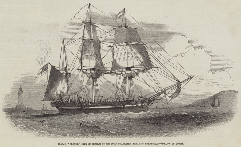 为寻找约翰富兰克林爵士的北极探险而派遣的 HMS“Plover”（雕刻） 作者 英语学校