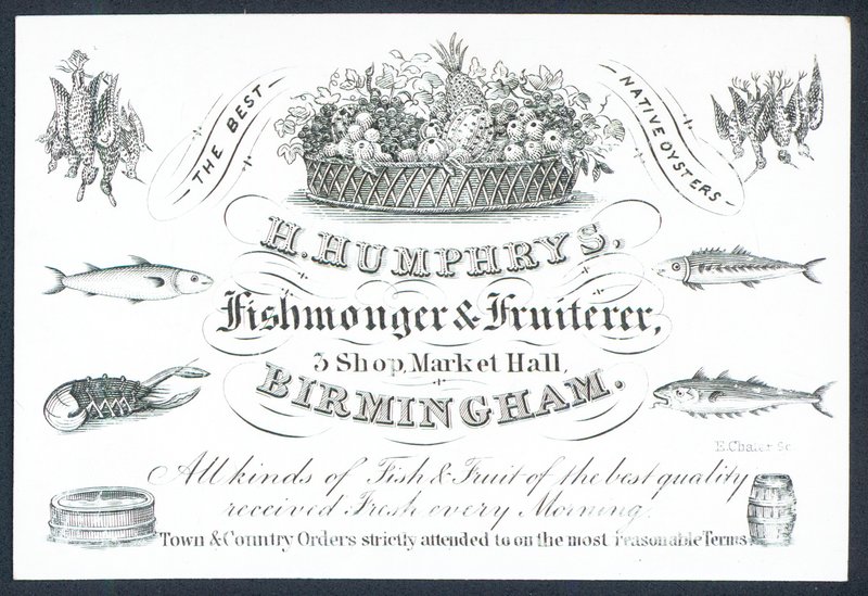 H Humphrys，Fishmonger和Fruiterer，交易卡 作者 英语学校